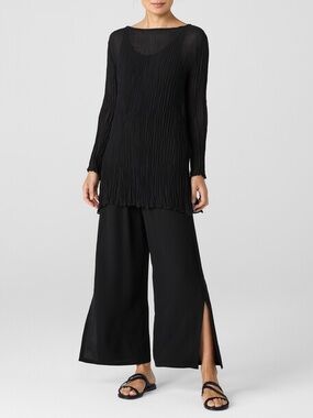Wilfred Le Fou Black Wide-Leg Side Slit Silky Pants